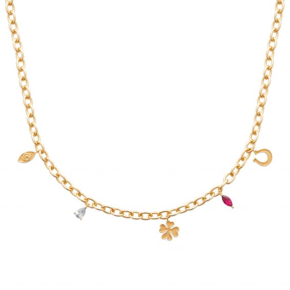 Bijou argent/plaqué or 18k gold plated charm necklace