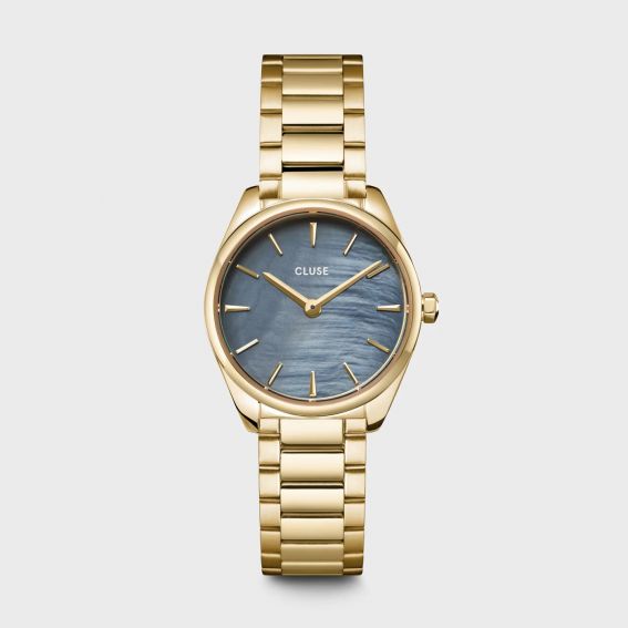 Cluse Féroce Mini Watch Steel, Blue Pearl, Gold Colour