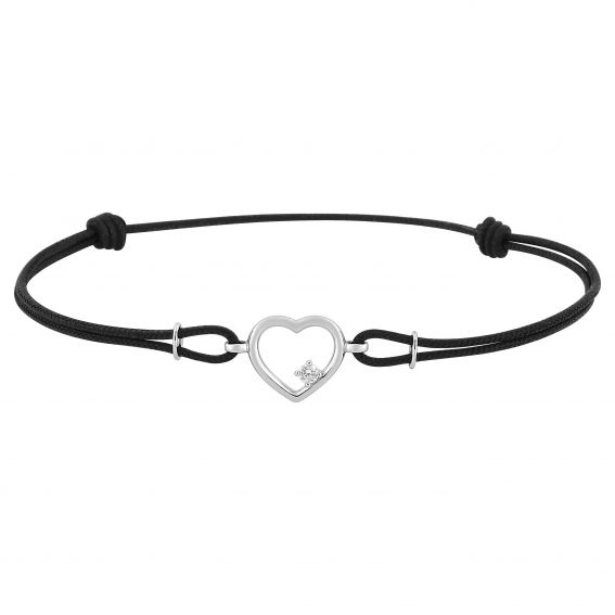 Bijou or et personnalisé 9 carat white gold heart cord bracelet