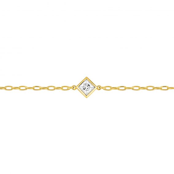 Bijou or et personnalisé 9 carat yellow gold square zircon bracelet