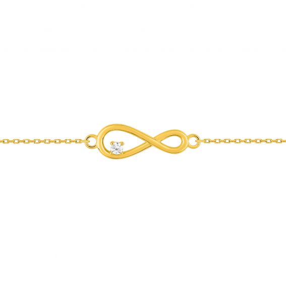 Bijou or et personnalisé 1 stone infinity bracelet 9 carat yellow gold