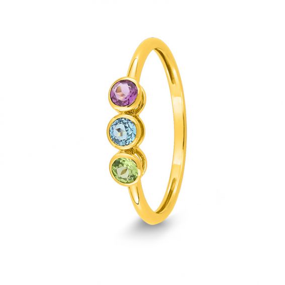 Bijou or et personnalisé 3 stone ring 9 carat yellow gold