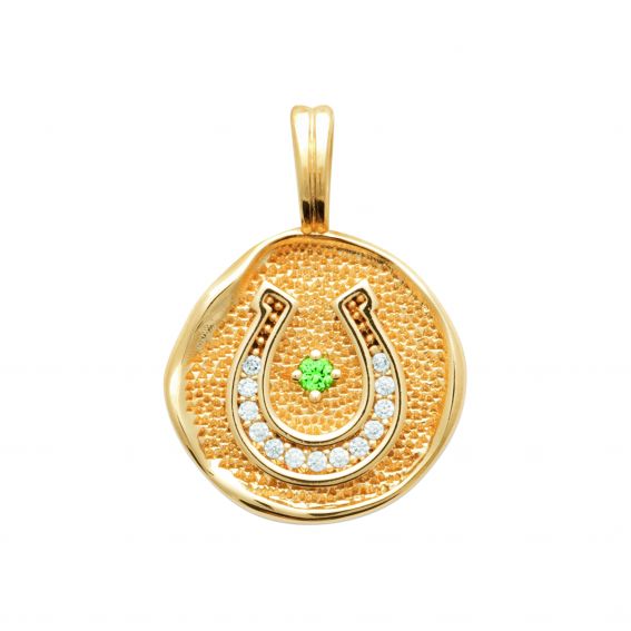 Bijou argent/plaqué or Medal with 18k gold plated horseshoe