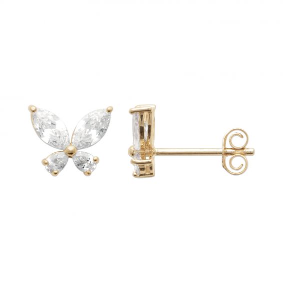 Bijou argent/plaqué or 18k gold plated butterfly drills