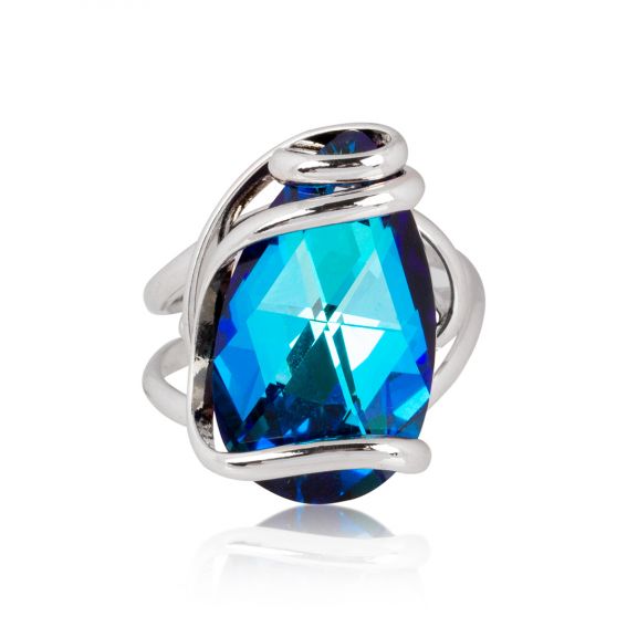 Andrea Marazzini Marazzini Swarovski Crystal Mini Drop Bermuda Blue Ring
