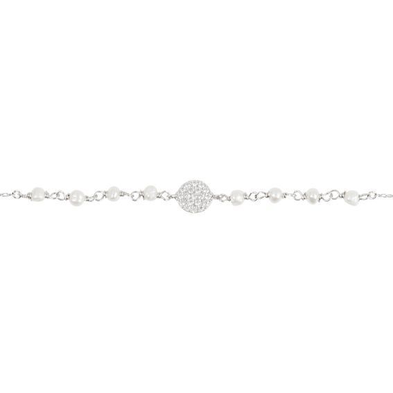Bijou argent/plaqué or Bracelet pavé de pierres avec perles
