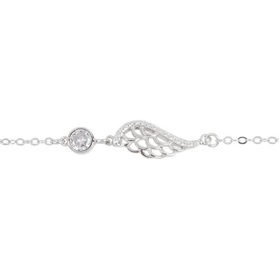 Bijou argent/plaqué or Bracelet aile empierrée et pierre unique