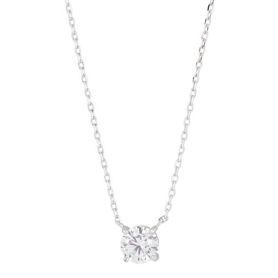 Bijou argent/plaqué or Silver solitaire necklace