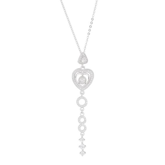 Bijou argent/plaqué or Silver hearts and stones necklace