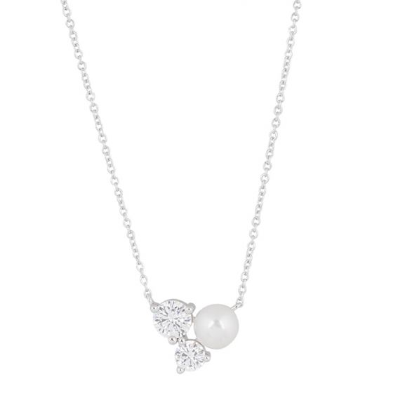 Parel en 2 stenen zilveren...