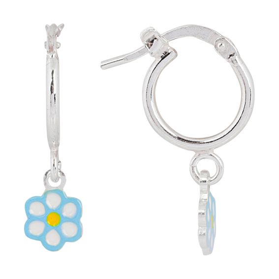 Bijou argent/plaqué or Children's blue flower hoop earrings