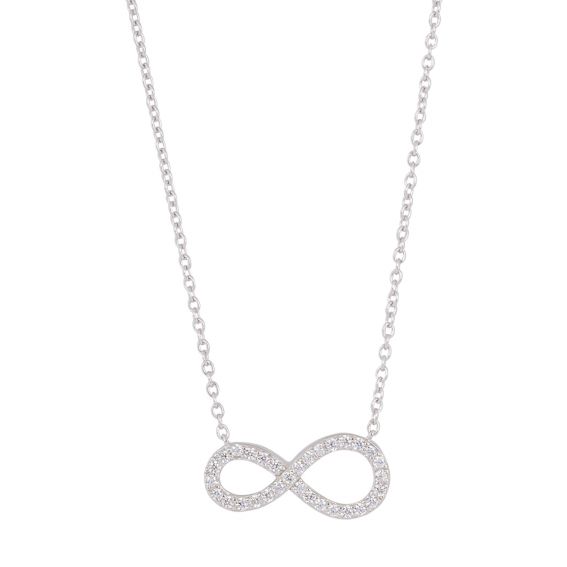 Bijou argent/plaqué or Large jeweled infinity silver necklace