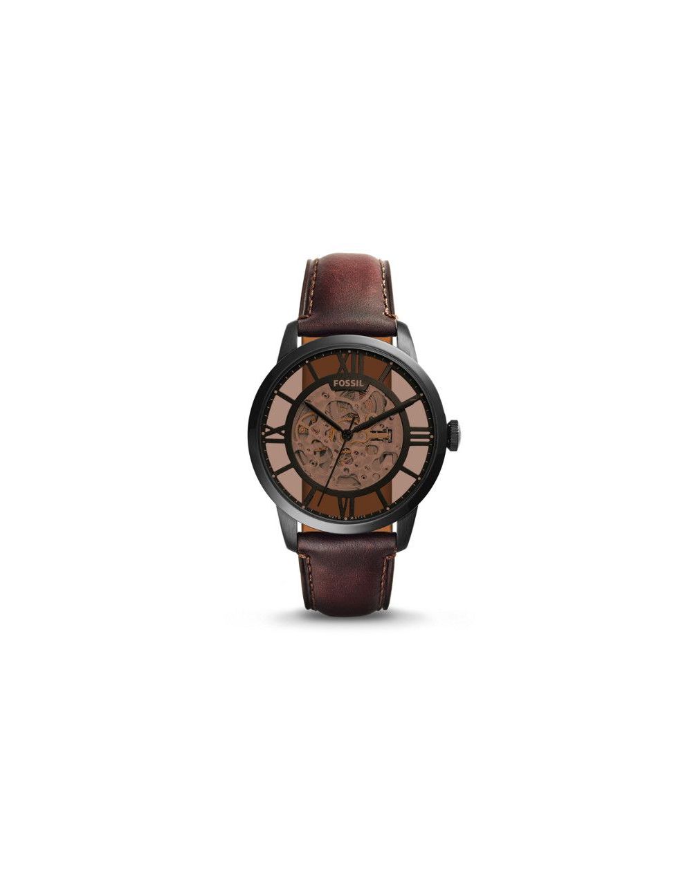 Montre Townsman automatique en cuir marron - Montre Fossil