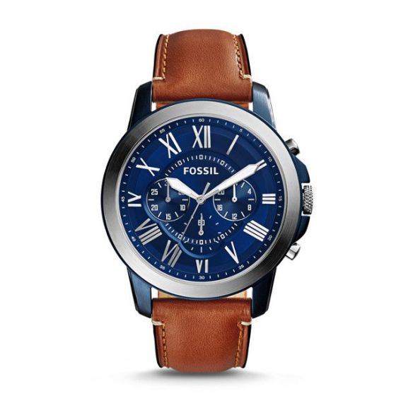 Fossil - Grant chronograph watch in light brown leather