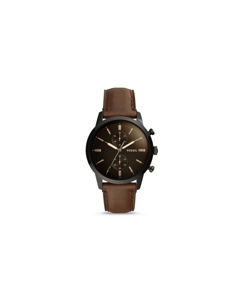 Montre Townsman chronographe en cuir marron de 44 mm - Montre Fossil pour homme