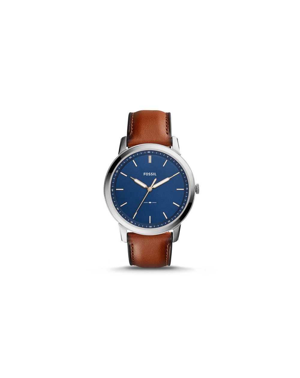 Montre La Minimaliste extra-plate à trois aiguilles en cuir brun clair - Montre Fossil pour homme