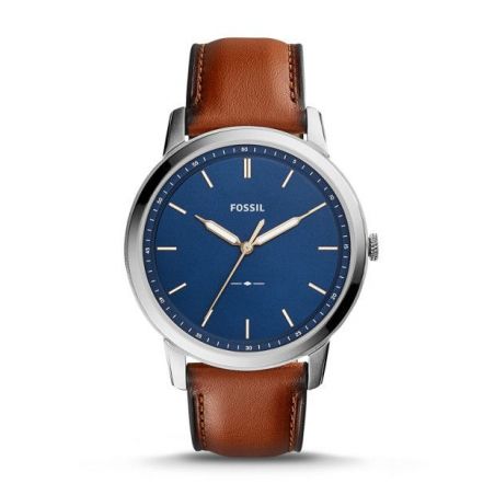 Montre La Minimaliste extra-plate à trois aiguilles en cuir brun clair - Montre Fossil pour homme