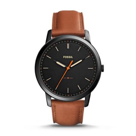 Montre La Minimaliste extra-plate à trois aiguilles en cuir brun clair - Montre Fossil pour homme