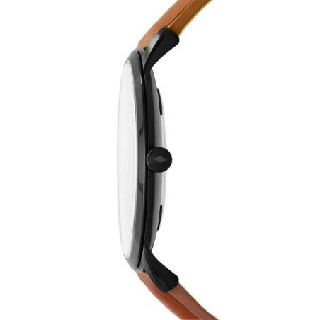 Montre La Minimaliste extra-plate à trois aiguilles en cuir brun clair - Montre Fossil pour homme