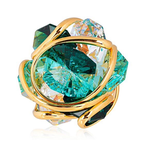 Andrea Marazzini Marazzini Swarovski Crystal Flower F24 Mix Emerald Ring