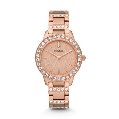 Montre Jesse à trois aiguilles en acier inoxydable - Doré rose - Montre Fossil pour femme