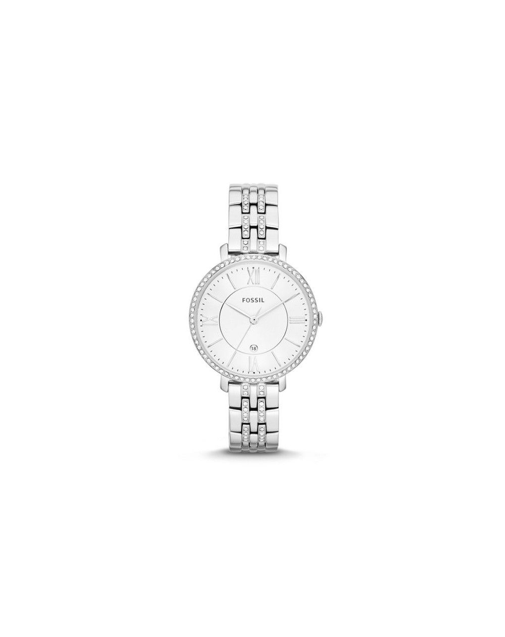 Montre Jacqueline à trois aiguilles + date en acier inoxydable - Montre  Fossil