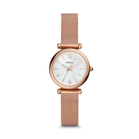 Fossil - Watch Carlie Mini Three-hand stainless steel rose gold