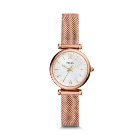 Fossil - Kijk Carlie Mini Three hand roestvrij staal rose goud