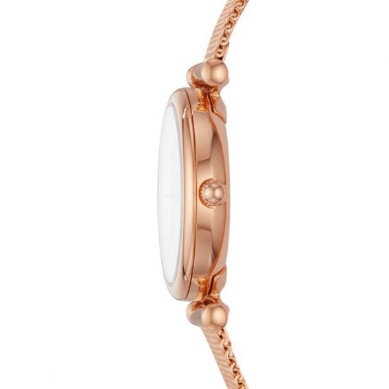 Montre Carlie Mini à trois aiguilles en acier inoxydable doré rose - Montre Fossil pour femme