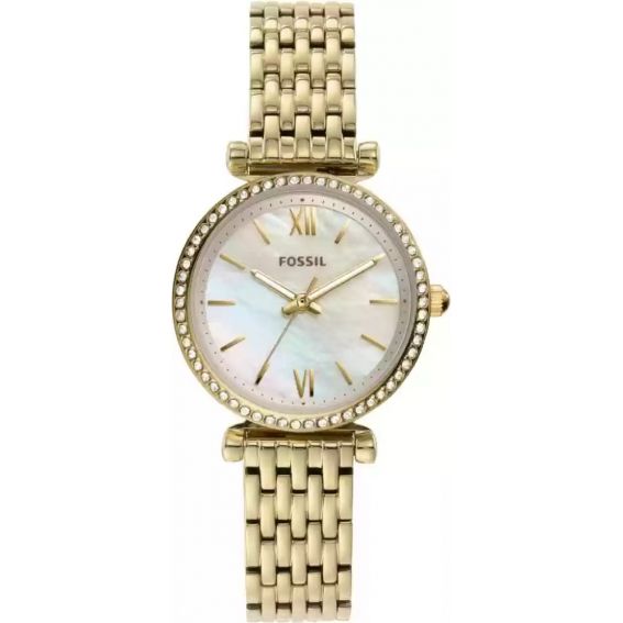Fossil Mini Carlie three-hand watch in gold-tone stainless steel