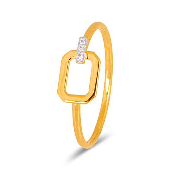 Bijou or et personnalisé Rectangle and diamond ring 9 carat yellow gold