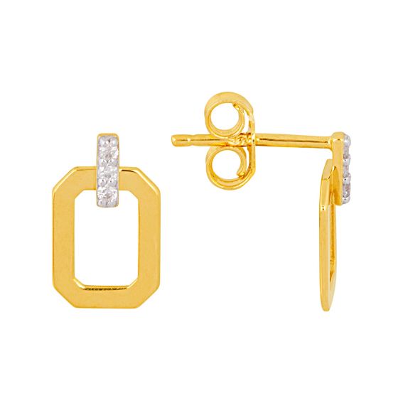 Bijou or et personnalisé Rectangle and diamond drills 9 carat yellow gold