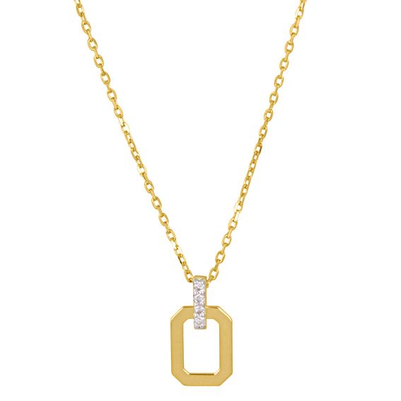 Bijou or et personnalisé Rectangle necklace with diamonds 9 carat yellow gold
