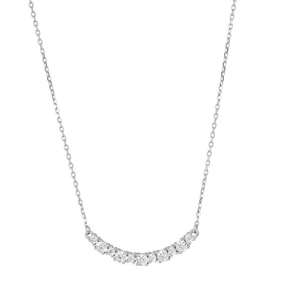 Bijou or et personnalisé Line of stones necklace 2 diameters 9 carat white gold