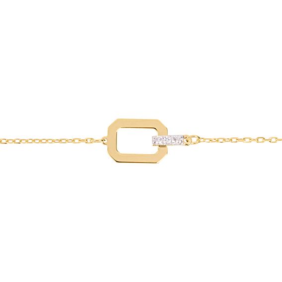 Bijou or et personnalisé Bracelet rectangle avec diamants or jaune 9 carats
