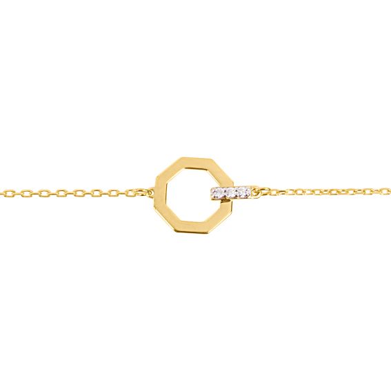 Bijou or et personnalisé Hexagon armband met diamanten 9 karaat geelgoud