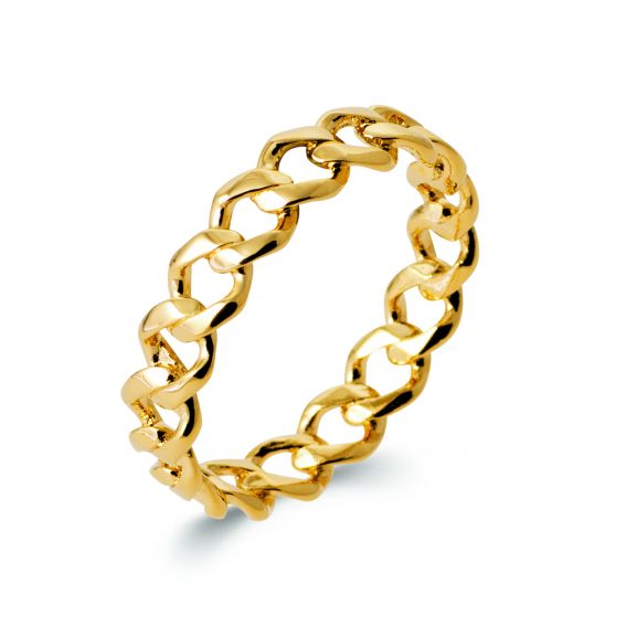 Bijou argent/plaqué or 18k gold plated chain ring