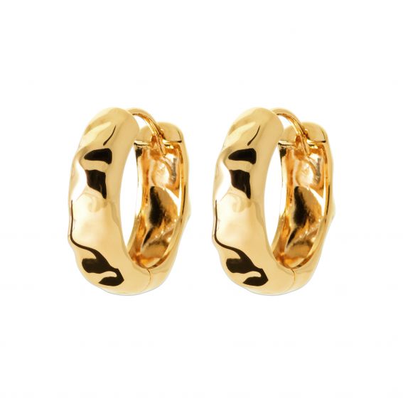 Bijou argent/plaqué or 18k gold plated hammered hoop earrings