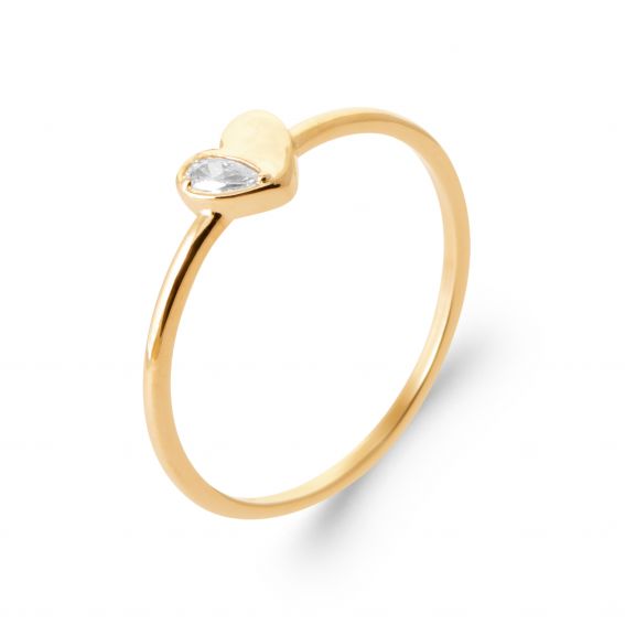 Bijou argent/plaqué or 18k gold zirconium half heart ring