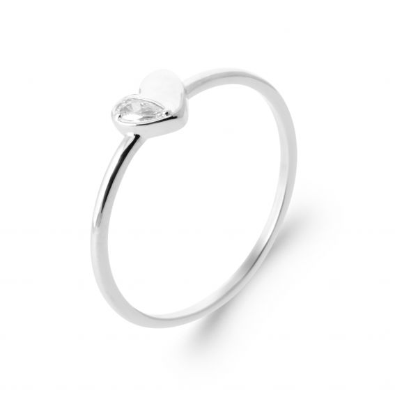 Bijou argent/plaqué or Rhodium-plated half heart ring in 925 silver