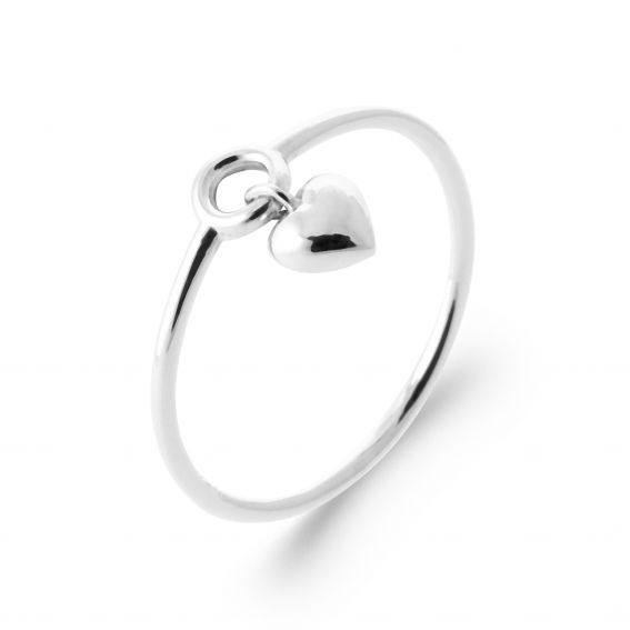 Bijou argent/plaqué or Rhodium-plated pendant heart ring in 925 silver