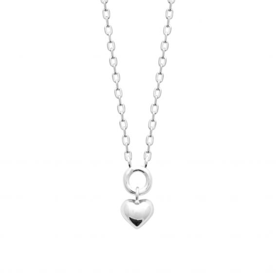 Bijou argent/plaqué or Gerhodineerde ketting van 925 zilver met een hangend hart