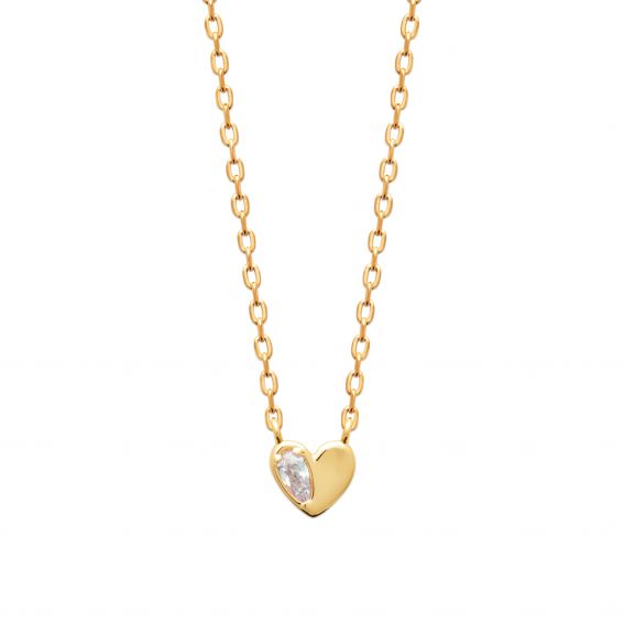 Bijou argent/plaqué or 18k gold plated necklace with a semi-stoned heart