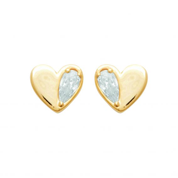 Bijou argent/plaqué or Semi-stoned heart drills in 18k gold plated