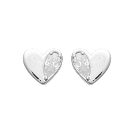 Bijou argent/plaqué or Semi-stoned heart drills in rhodium-plated 925 silver