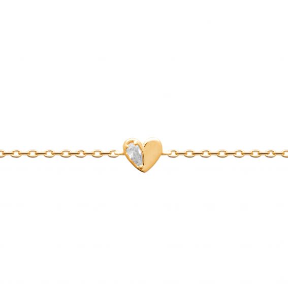 Bijou argent/plaqué or Semi-stoned heart bracelet in 18k gold plated