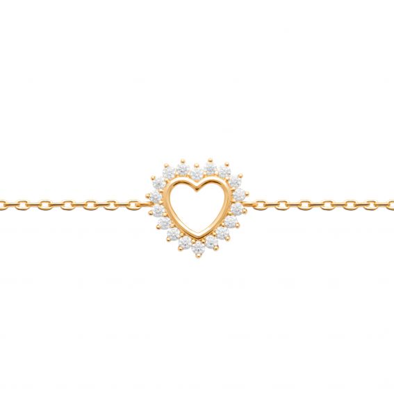 Bijou argent/plaqué or Open heart bracelet in 18k gold plated