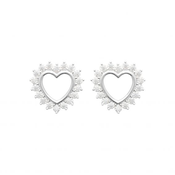 Bijou argent/plaqué or Rhodium-plated open heart drill in 925 silver