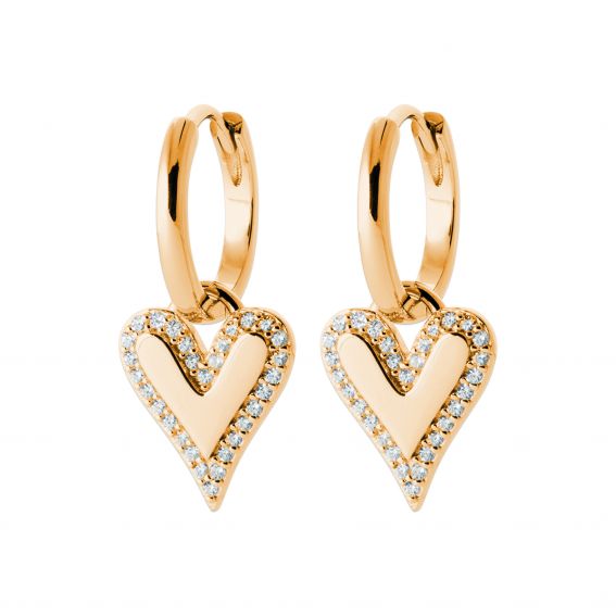 Bijou argent/plaqué or 18k gold plated elongated heart hoop earrings