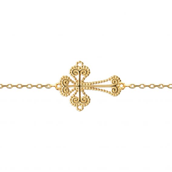 Bijou argent/plaqué or Bracelet croix plaqué or 18k